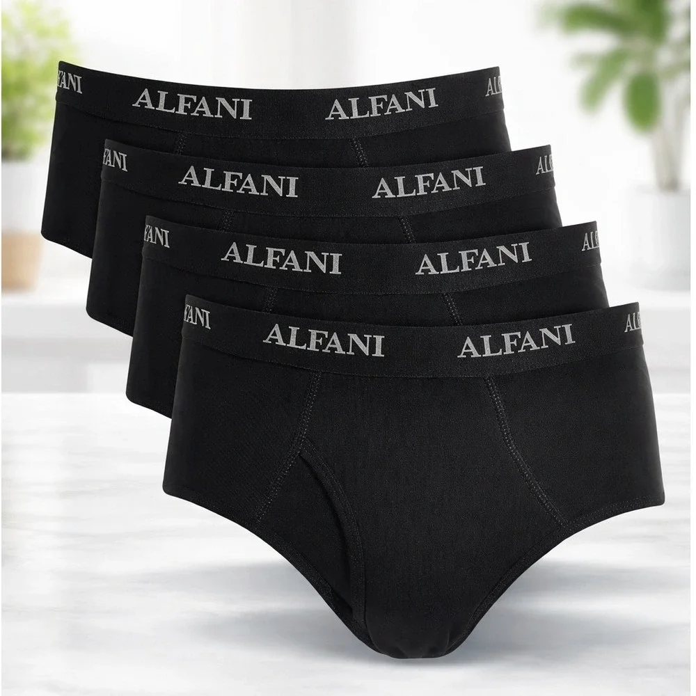 Alfani Mens Briefs 4 Pack 100% Cotton Tagless Moisture Wicking Deep Black Small